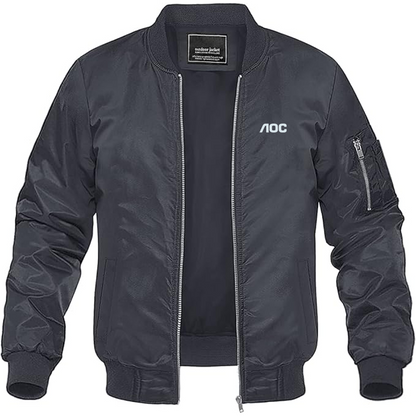 Men's AOC Logo Lightweight Bomber Jacket Windbreaker Softshell Varsity Jacket Coat