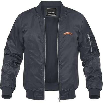 Men's Baileys Logo Lightweight Bomber Jacket Windbreaker Softshell Varsity Jacket Coat
