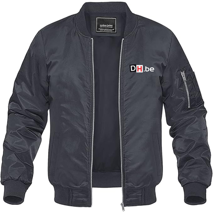 Men's DH Derniere Heure Logo Lightweight Bomber Jacket Windbreaker Softshell Varsity Jacket Coat