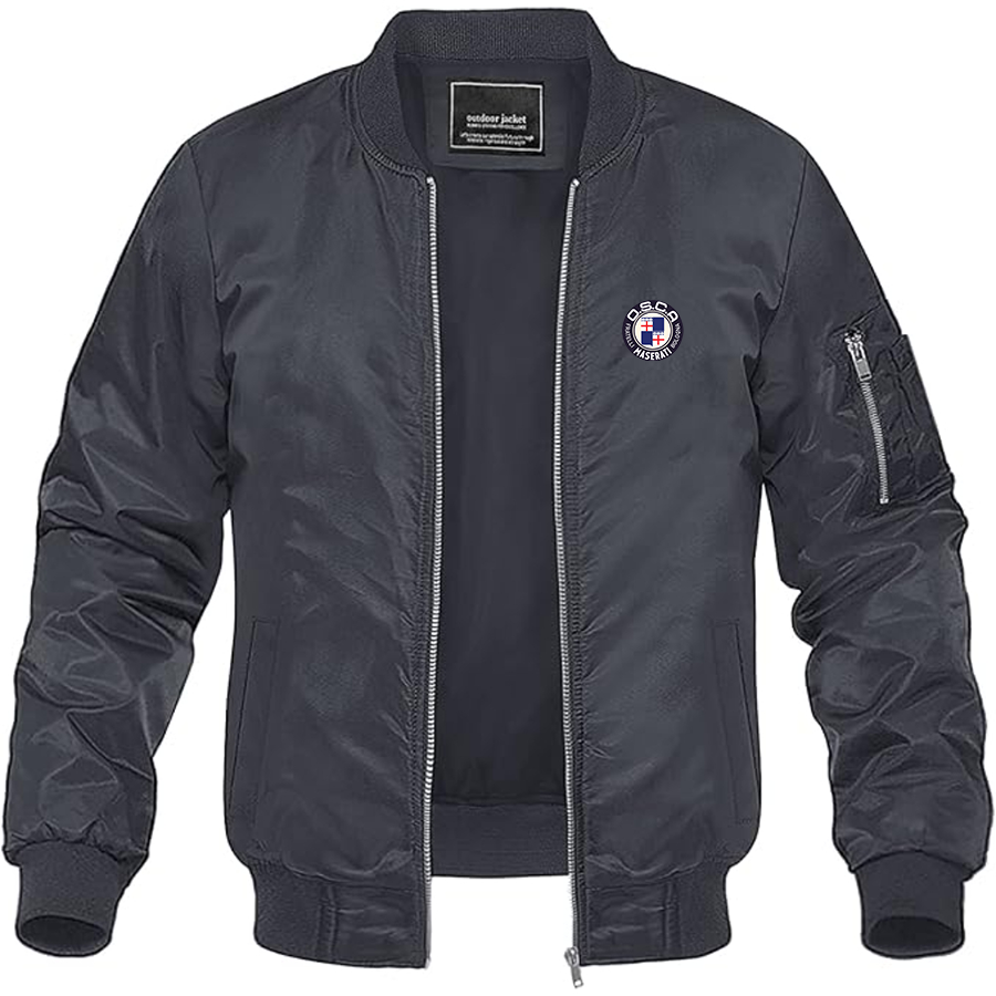 Men's O.S.C.A. Logo Lightweight Bomber Jacket Windbreaker Softshell Varsity Jacket Coat