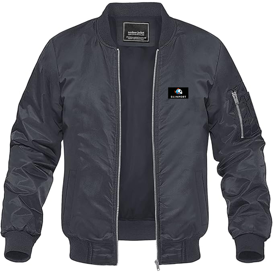 Men's Skinport  Logo Lightweight Bomber Jacket Windbreaker Softshell Varsity Jacket Coat