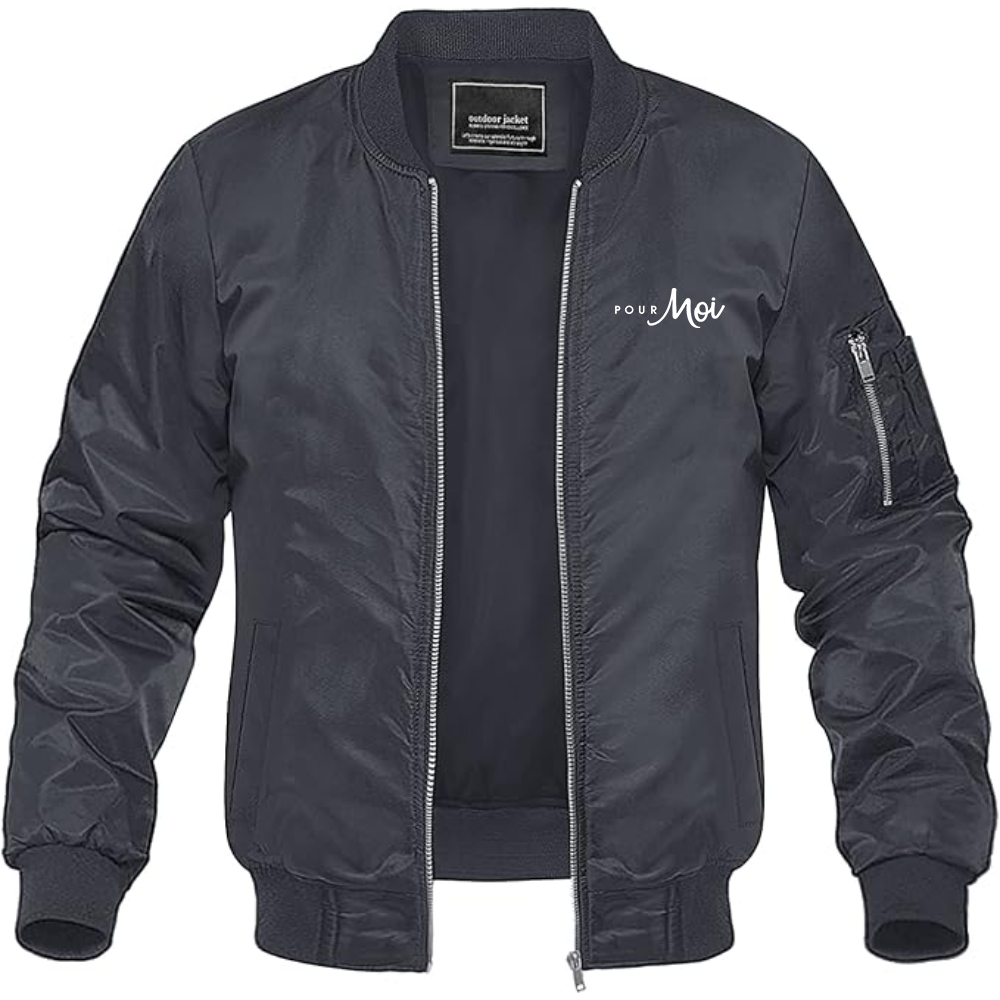 Men's Pour Moi Logo  Lightweight Bomber Jacket Windbreaker Softshell Varsity Jacket Coat