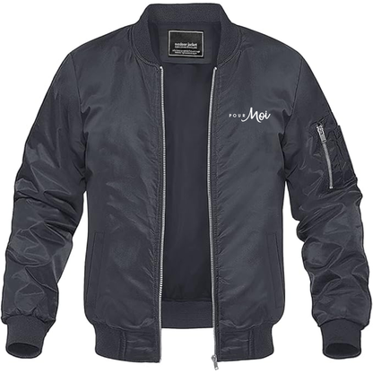 Men's Pour Moi Logo  Lightweight Bomber Jacket Windbreaker Softshell Varsity Jacket Coat