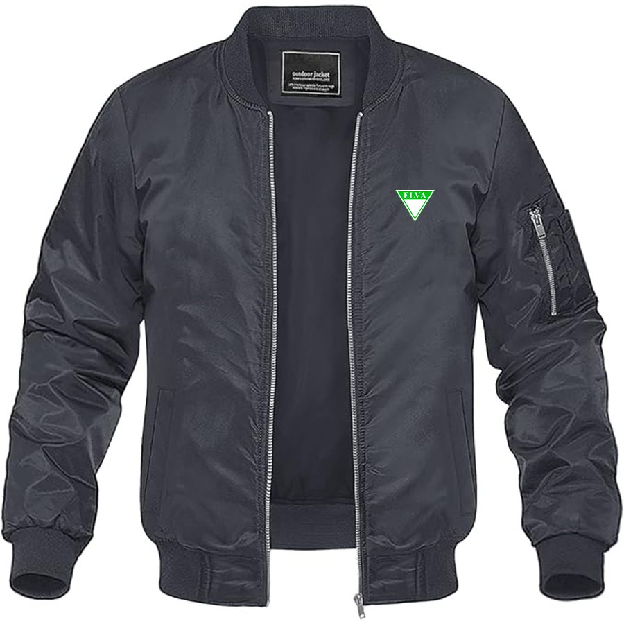Men's Elva Logo Lightweight Bomber Jacket Windbreaker Softshell Varsity Jacket Coat