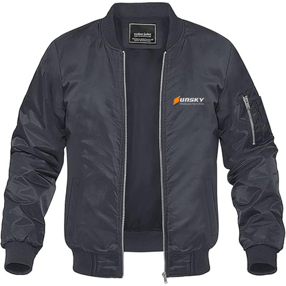 Men's SUNSKY Logo Lightweight Bomber Jacket Windbreaker Softshell Varsity Jacket Coat