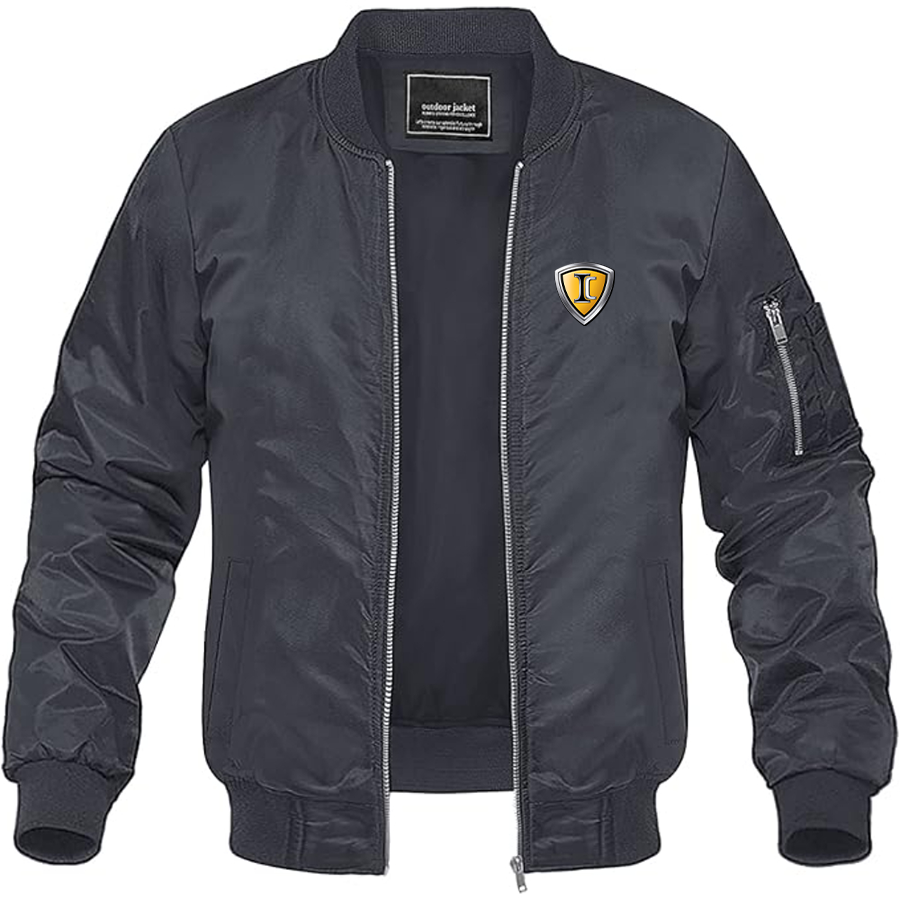 Men's IC Bus Logo Lightweight Bomber Jacket Windbreaker Softshell Varsity Jacket Coat