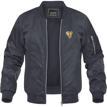 Men's IC Bus Logo Lightweight Bomber Jacket Windbreaker Softshell Varsity Jacket Coat
