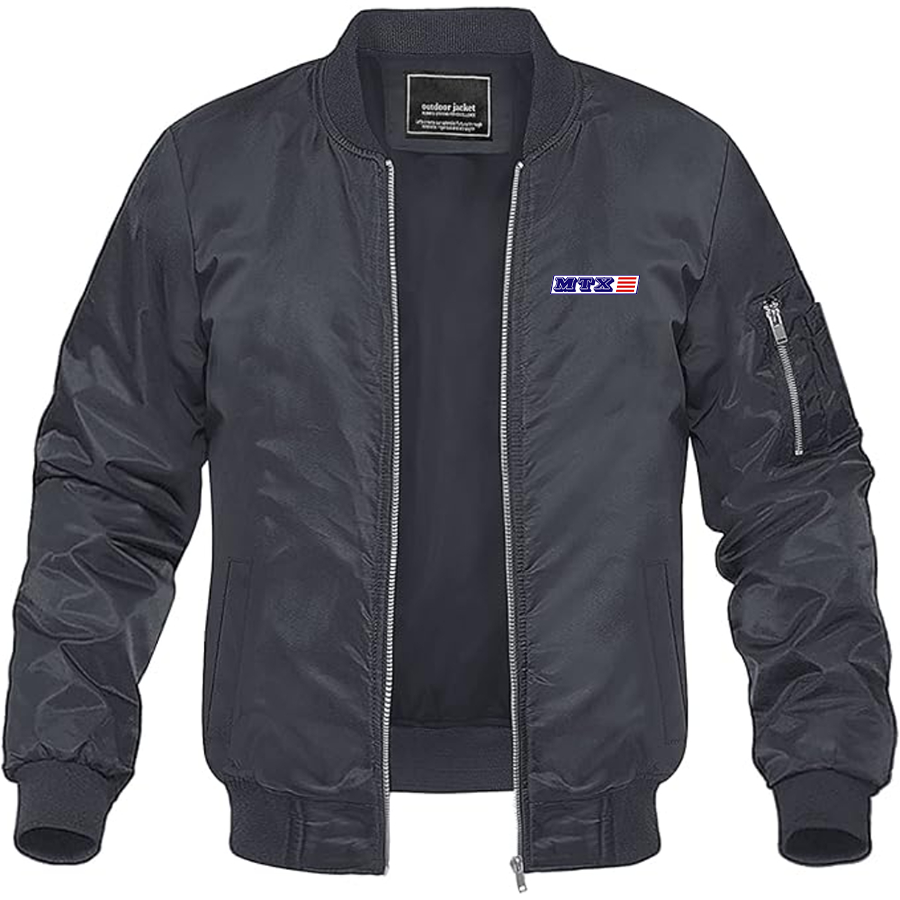Men's  MTX  Logo Lightweight Bomber Jacket Windbreaker Softshell Varsity Jacket Coat