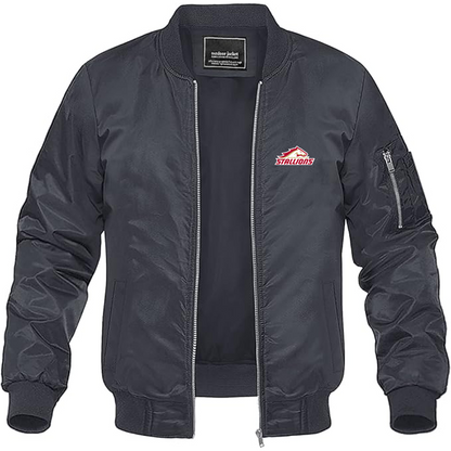 Men's Birmingham Stallions Logo Lightweight Bomber Jacket Windbreaker Softshell Varsity Jacket Coat