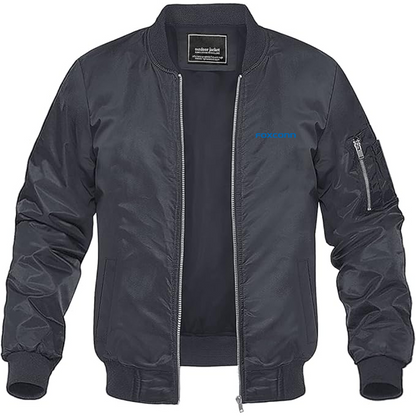 Men's Foxconn Logo Lightweight Bomber Jacket Windbreaker Softshell Varsity Jacket Coat