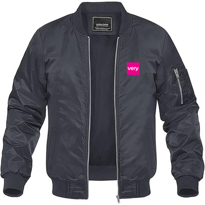 Men's Very Logo Lightweight Bomber Jacket Windbreaker Softshell Varsity Jacket Coat