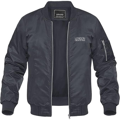 Men's London Grammar Logo Lightweight Bomber Jacket Windbreaker Softshell Varsity Jacket Coat