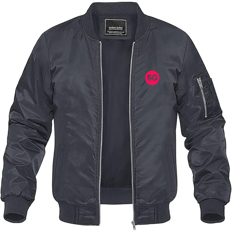 Men's Sofiagray Logo Lightweight Bomber Jacket Windbreaker Softshell Varsity Jacket Coat