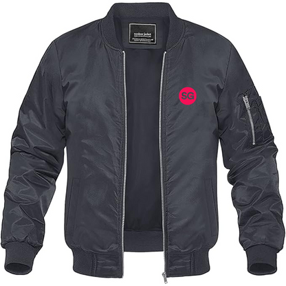 Men's Sofiagray Logo Lightweight Bomber Jacket Windbreaker Softshell Varsity Jacket Coat
