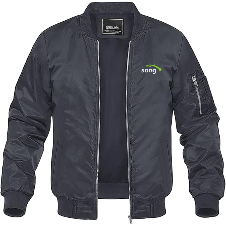 Men's Song Logo Lightweight Bomber Jacket Windbreaker Softshell Varsity Jacket Coat