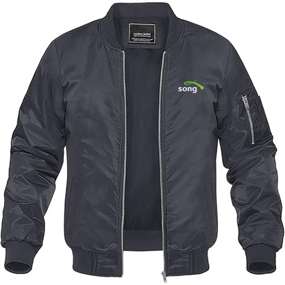 Men's Song Logo Lightweight Bomber Jacket Windbreaker Softshell Varsity Jacket Coat