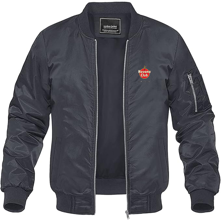 Men's Havana Club Logo Lightweight Bomber Jacket Windbreaker Softshell Varsity Jacket Coat