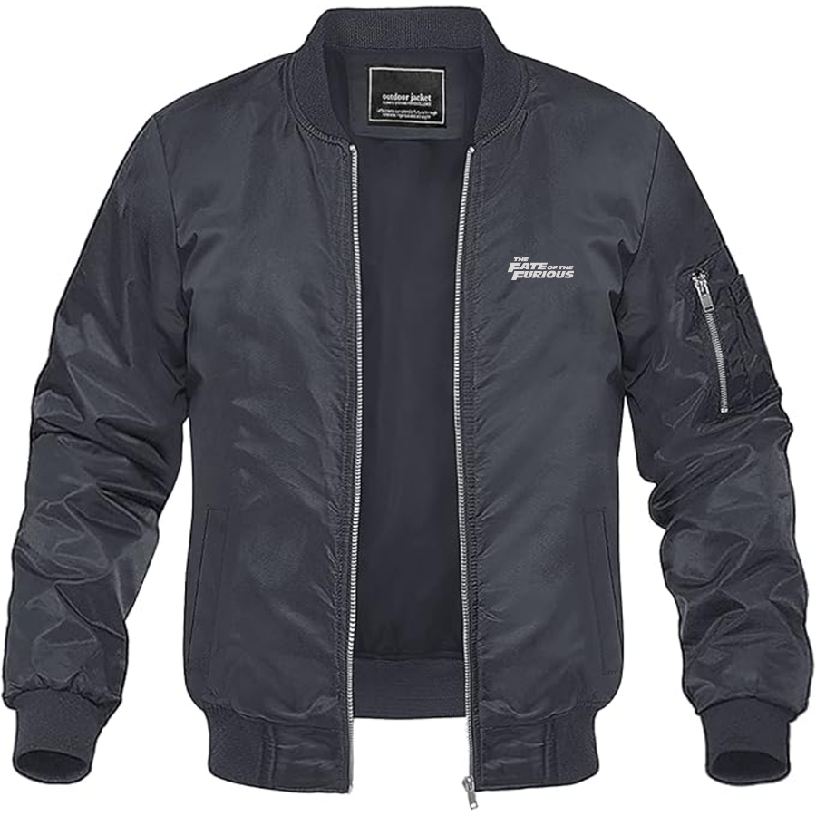 Men's The Fate Of the Furious Logo Lightweight Bomber Jacket Windbreaker Softshell Varsity Jacket Coat