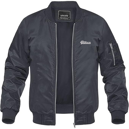 Men's The Fate Of the Furious Logo Lightweight Bomber Jacket Windbreaker Softshell Varsity Jacket Coat
