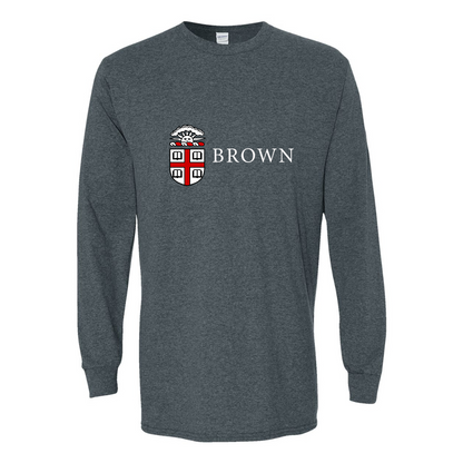 Men's Brown University Gildan Heavy Cotton Long Sleeve T-Shirt