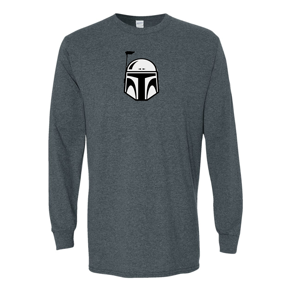 Men's Star Wars Boba Fett Helmet Gildan Heavy Cotton Long Sleeve T-Shirt