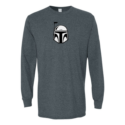 Men's Star Wars Boba Fett Helmet Gildan Heavy Cotton Long Sleeve T-Shirt