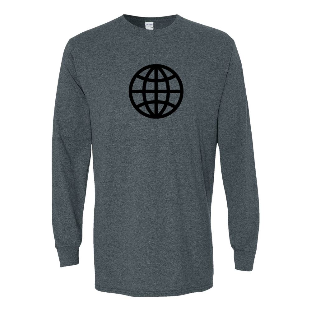 Men's  Internet Globe Gildan Heavy Cotton Long Sleeve T-Shirt