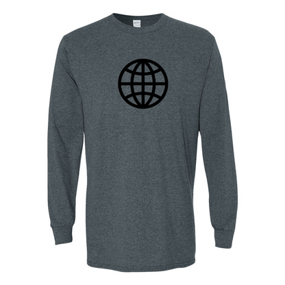 Men's  Internet Globe Gildan Heavy Cotton Long Sleeve T-Shirt