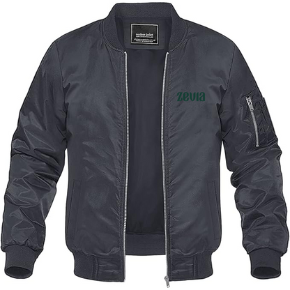 Men's Zevia Logo Lightweight Bomber Jacket Windbreaker Softshell Varsity Jacket Coat