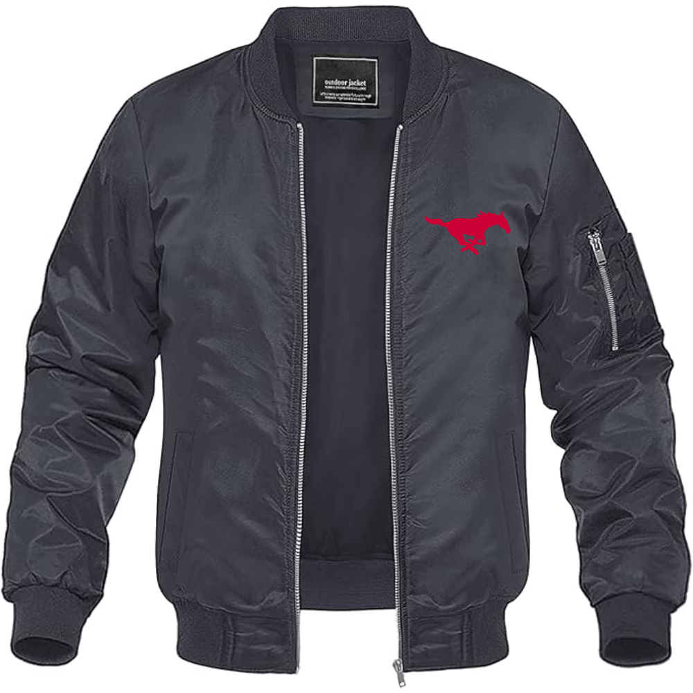 Men's SMU Mustangs Logo Lightweight Bomber Jacket Windbreaker Softshell Varsity Jacket Coat