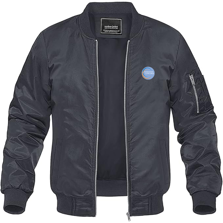 Men's Fondation Concorde Logo Lightweight Bomber Jacket Windbreaker Softshell Varsity Jacket Coat