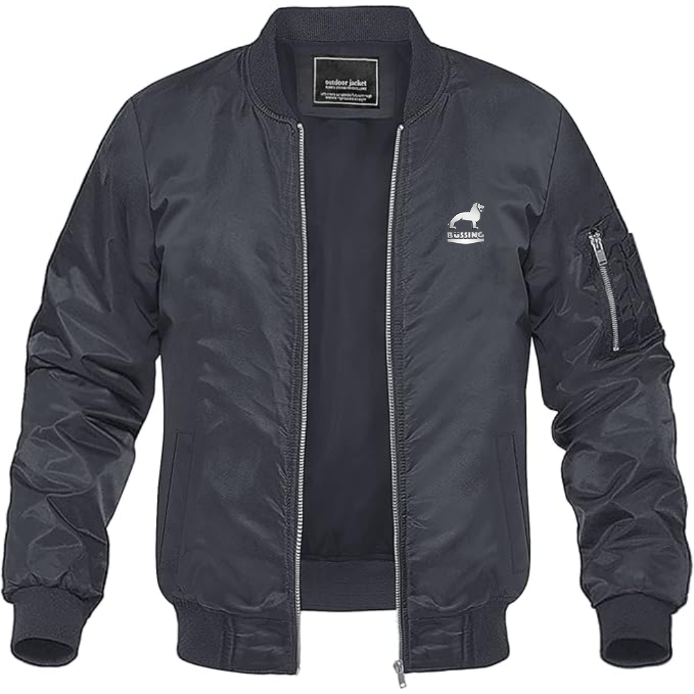 Men's Büssing Logo Lightweight Bomber Jacket Windbreaker Softshell Varsity Jacket Coat