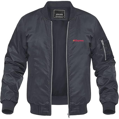 Men's AliExpress Logo Lightweight Bomber Jacket Windbreaker Softshell Varsity Jacket Coat