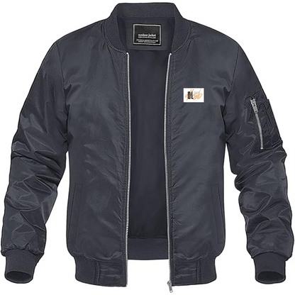 Men's DLSB Logo Lightweight Bomber Jacket Windbreaker Softshell Varsity Jacket Coat