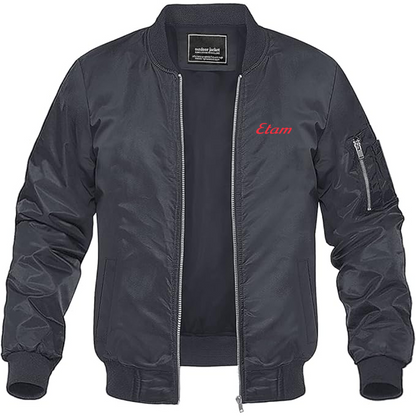 Men's Etam Logo Lightweight Bomber Jacket Windbreaker Softshell Varsity Jacket Coat