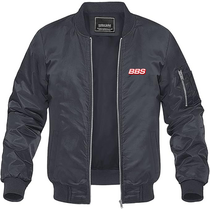Men's BBS Logo Lightweight Bomber Jacket Windbreaker Softshell Varsity Jacket Coat