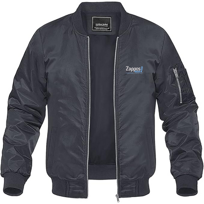Men's Zappos Logo Lightweight Bomber Jacket Windbreaker Softshell Varsity Jacket Coat