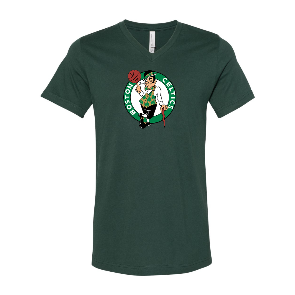 Boston Celtics Logo BELLA  CANVAS - Jersey V-Neck T-Shirt