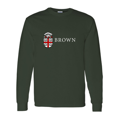 Men's Brown University Gildan Heavy Cotton Long Sleeve T-Shirt