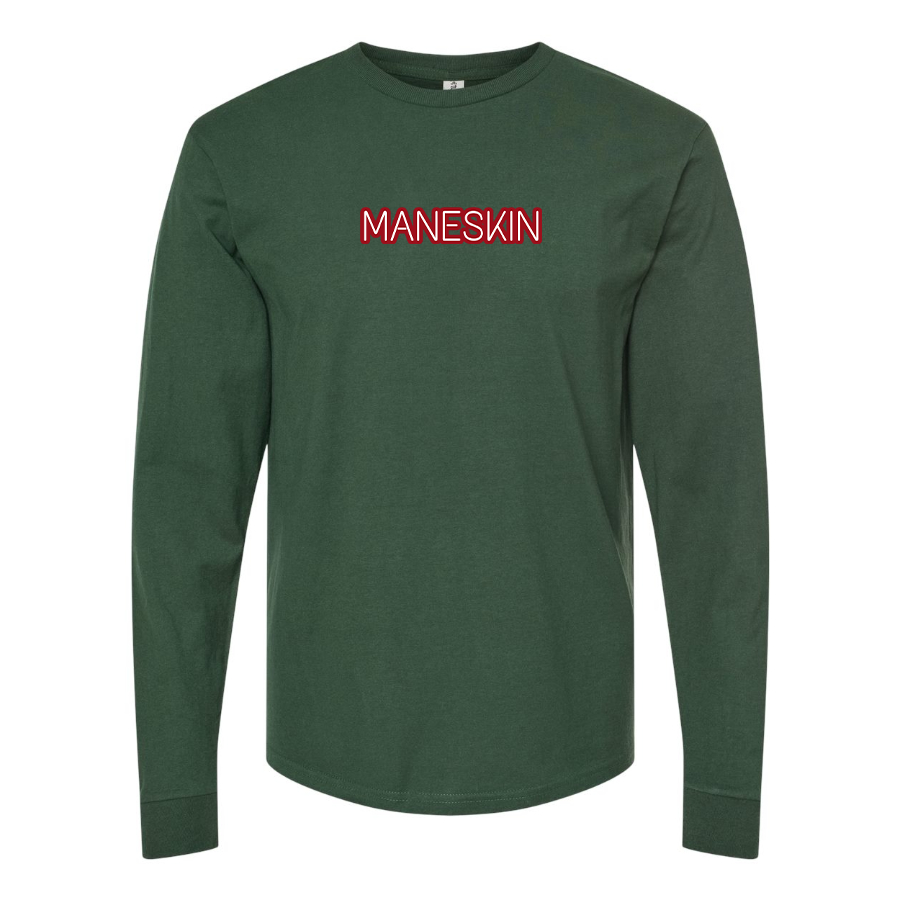 Men's Maneskin Red Neon Letter Logo Cotton Long Sleeve T-Shirt