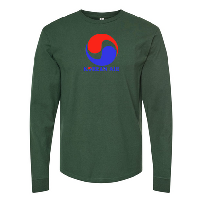 Men's Korean Air Logo Cotton Long Sleeve T-Shirt