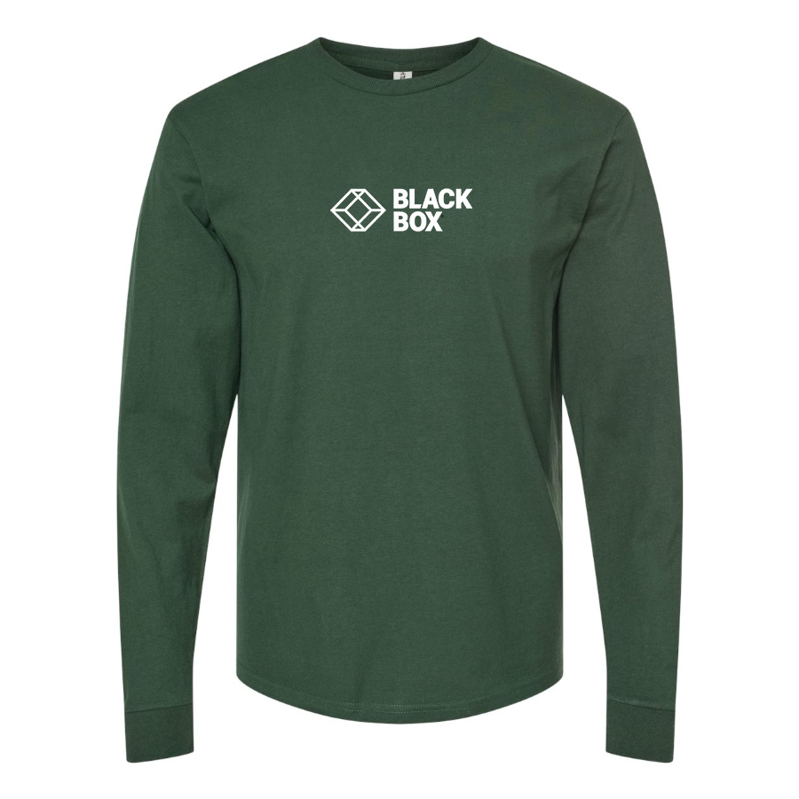 Men's Black Box Logo Cotton Long Sleeve T-Shirt