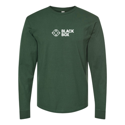 Men's Black Box Logo Cotton Long Sleeve T-Shirt