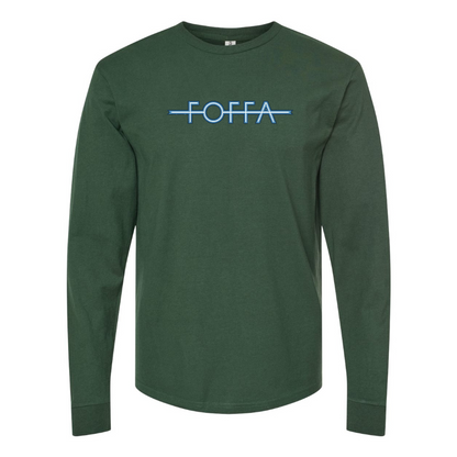 Men's Foffa Blue Logo Cotton Long Sleeve T-Shirt