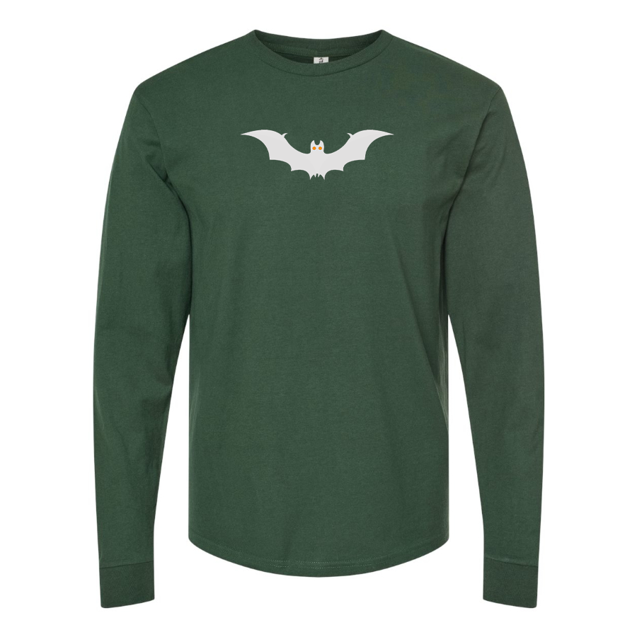 Men's Bat-Emoji Logo Cotton Long Sleeve T-Shirt