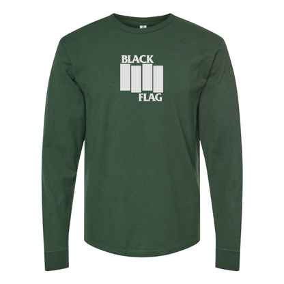 Men's Black Flag Logo Cotton Long Sleeve T-Shirt