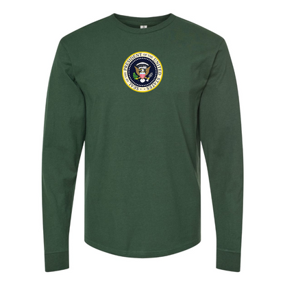 Men's USA President Seal Logo Cotton Long Sleeve T-Shirt