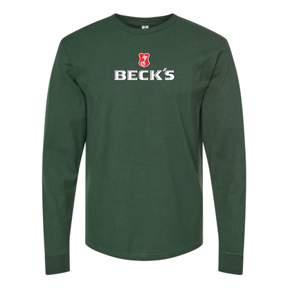 Men's Becks Logo Cotton Long Sleeve T-Shirt