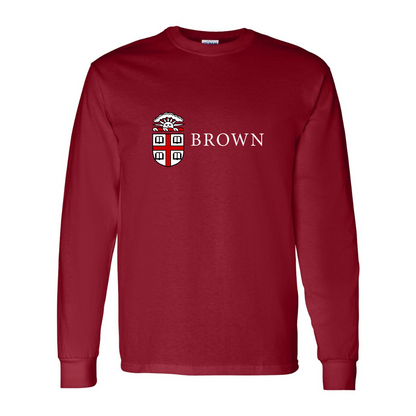 Men's Brown University Gildan Heavy Cotton Long Sleeve T-Shirt