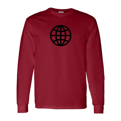 Men's  Internet Globe Gildan Heavy Cotton Long Sleeve T-Shirt